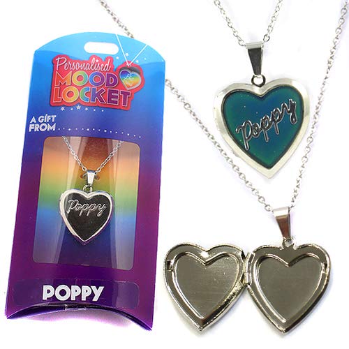 STANDS OUT Unisex All Ages Heart Shaped Named Mood Locket Fun Gift Present