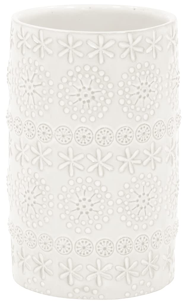 Spirella Gobelet Pour brosse à dents Ceramic Toothbrush Holder 7 x 11.5 cm White