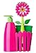 Vigar Flower Power Kitchen Soap Dispenser Set, Dish Soap Dispenser with Sponge Caddy and Dish Brush, Perfect Kitchen Sink Caddy, Pink, Green