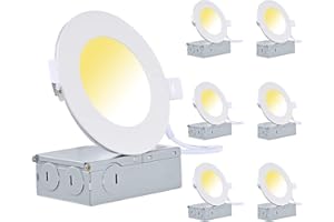 ULCCT Light 3CCT 4 Inch 9W 3000K 4000K 5000K Pot Lights, Dimmable 750LM LED Slim Recessed Lighting, 6 Pack