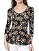 Allegra K Women's Floral Prints Three Quarter Sleeves Peplum Top L Navy Blue