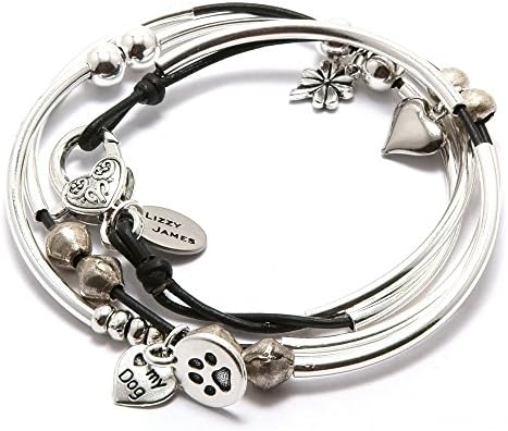 Mini Lucky Medium Bracelet With Natural Black Leather by Lizzy James