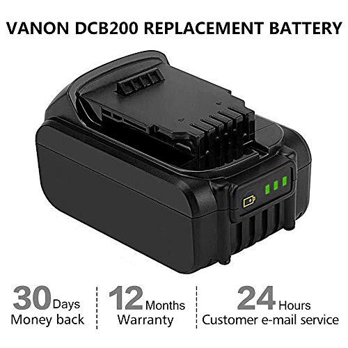 VANON DCB200 for Dewelt, 6.0Ah 20V Lithium-ion Battery for Dewalt DCB203 DCB204 DCB205 DCB205-2 DCB180 DCD985B DCD771C2 DCS355D1 DCD790B Cordless power tools(2 Pack) - Thumbnail 3