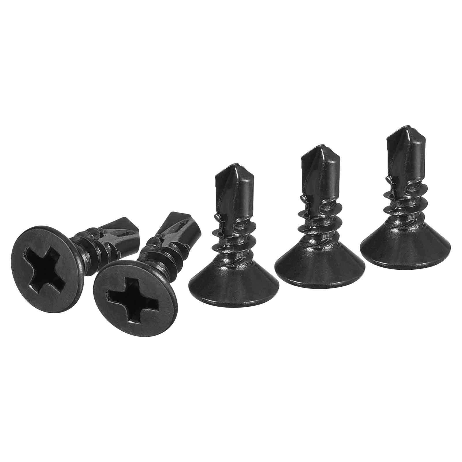 DTGN 100Pcs ST4.2x13mm Self Drilling Screws, 410 Stainless Steel Flat Head Phillips Sheet Metal Screw - Good for Wood to Metal, Furniture - Black