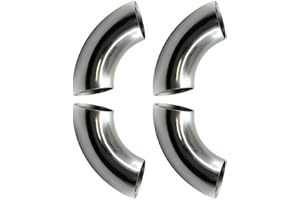 Cotonlake OD 1.25 Inch 90 Degree Stainless Steel Bend Tube Exhaust Elbow Pipe for Car Modified Exhaust System 1.25" Piping Silver Tone，Stair Handrail (4PCS)