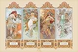 4 Seasons by Alphonse Mucha 36x24 Art Nouveau Art Print Poster Wall Decor Illustration