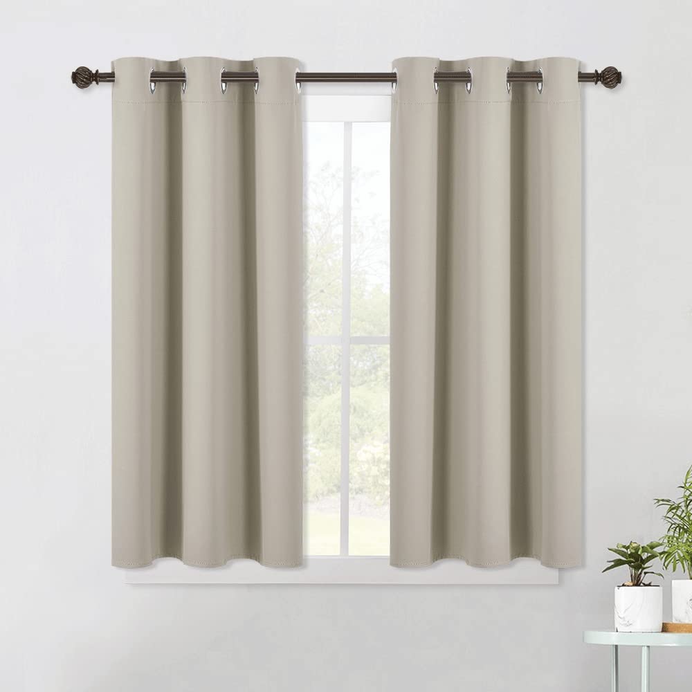 Photo 1 of ** GRAY ** NICETOWN Modern Blackout Curtains Noise Reducing, Thermal Insulated and Privacy Room Darkening Drape Panels for Boy's Guest Room Door Small Short Window (Natural, 2 Panels, W42 x L45 -Inch)
