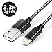 [2-Pack] iPhone Charger [Apple MFi Certified] Coolreall 3.3ft Lightning to USB Cable Nylon Braided Sync and Charging Lightning Cable for iPhone X 8 7 Plus 6 6S SE 5S 5C, iPad Air 2, iPad Mini 2 3 4