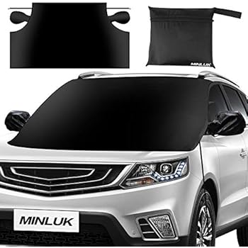 Car Windshield Snow Cover, Oversized Waterproof Car Snow Ice Removal Cover Magnetic Wiper Frost Guard Protector with Elastic Hooks and Side Mirror Covers for Most Cars/SUVs - No Scratches (85