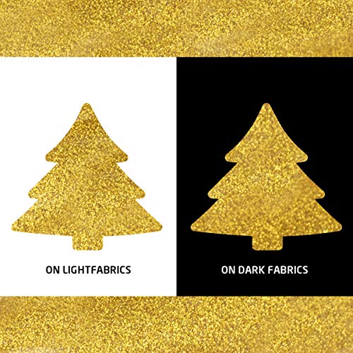 JANDJPACKAGING Gold Glitter HTV Vinyl Roll - 10" x 10FT Glitter Heat Transfer Vinyl for Cricut and Silhouette Cameo