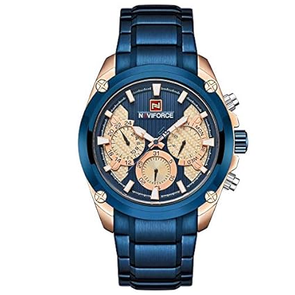 NAVIFORCE Men Stainless Steel Luxury Chronograph Date Military Sport Male Business Wrist Watches NF9113