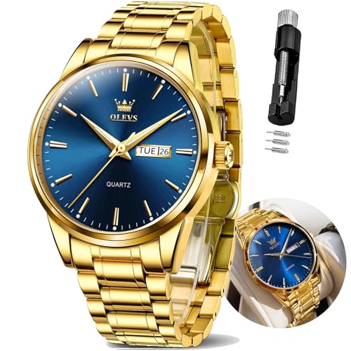 OLEVS Mens Watches Large Face Watch for Men Casual Stainless Steel Diamond Analog Quartz Waterproof Date Dress Men's Wrist Watch…