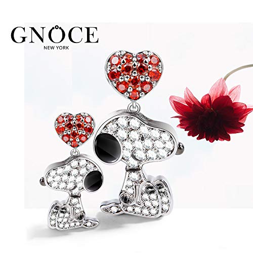 GNOCE Dog Pendant Charms with Heart Sterling Silver Live in The Present Charm Bead with Cubic Zirconia Fit Bracelet/Necklace Jewelry Gift for Women Mens (1)