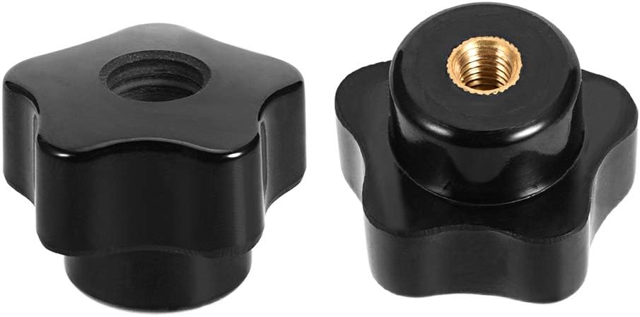 sourcing map Star Knobs Grip Handle M6 Diameter Brass Insert Female Thread Set of 6 Black, M6 x 32mm(6Pack) - Image 4