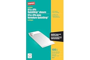 Staples Kraft Catalogue Envelopes with QuickStrip Closure - 5-7/8" x 9-5/8" - White - 100 Pack