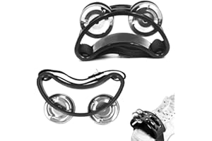 FUNNTY 2 Set Foot Tambourine Shaker & Rhythm Finger Shaker with Elastic Strap, Percussion Musical Instrument Set for Ukulele 