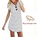haoricu Women Dress, Fall Vintage Autumn New Women Crew Neck Short Sleeve Striped Loose T-Shirt Dress Casual (M, White)