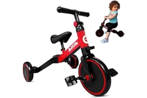 Jollito 5-in-1 Toddler Tricycle for 1-3 Years Old, Kids Pushbike Balance Bike, Baby Ride-On, Indoor/Outdoor Toddler Bike with