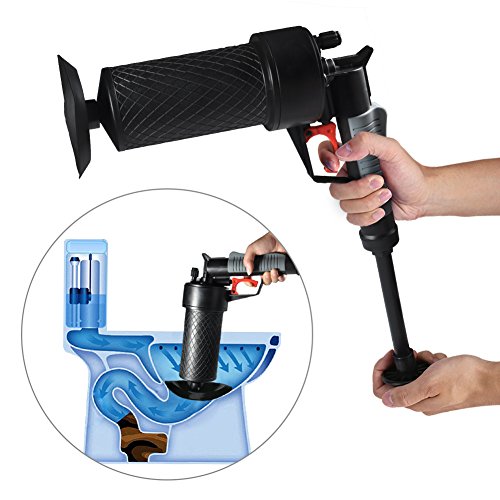 TOPINCN Air Power Drain Blaster, High Pressure Drain Opener for Toilet Bathroom (Black-more powerful,with gloves)