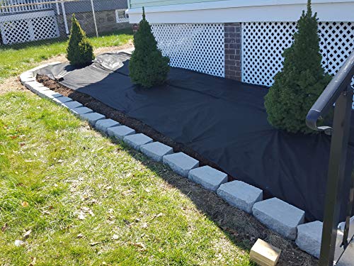 Ecover 5oz Landscape Weed Barrier Needle-Punched Fabric Weed Block for Raised Bed Gardening Mat with Peg - 6' x 8',Black
