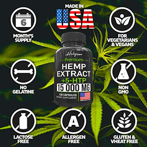 (2 Pack | 240 Pills) Hemp Oil Capsules 15 000MG of Pure Hemp Extract - Pain, Stress & Anxiety Relief - Natural Sleep & Mood Support - Made in The USA - Maximum Value - Rich in Omega 3, 6, 9 - Thumbnail 5