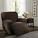 Maytex Pixel Ultra Soft Stretch 4 Piece Recliner Arm Chair Furniture Cover Slipcover with Side Pocket, Chocolate Brown
