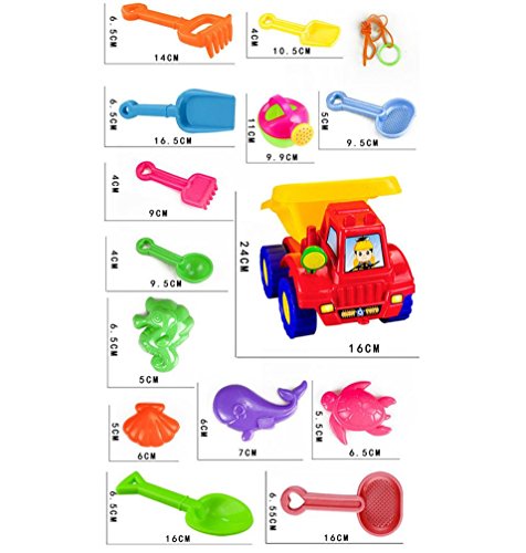 Beach Toy,Yeefant 14Pcs Random Cartoon Tiny Education Hand Building Game Kids Toys,Summer Assembly Bucket Set Spade Shovel Rake Water Tools Children Outdoor Toys for Boy Girl,Beautiful Sand Castle
