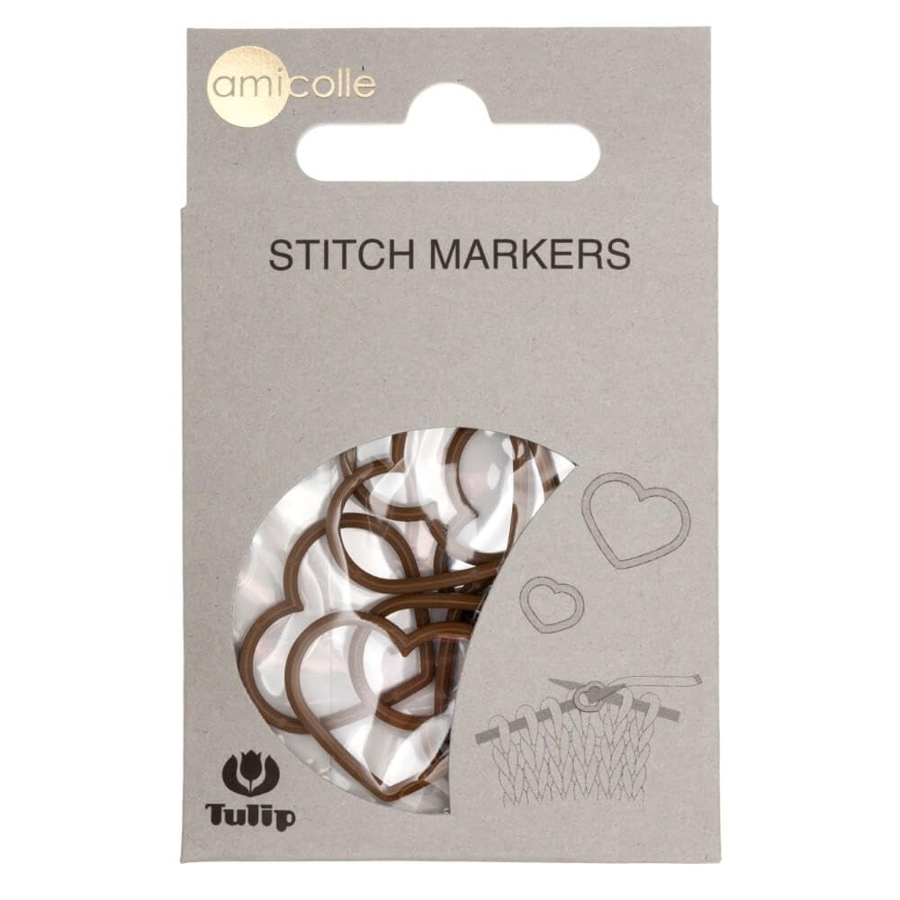 Tulip Heart Stitch Marker XL, Brown, 1 piece
