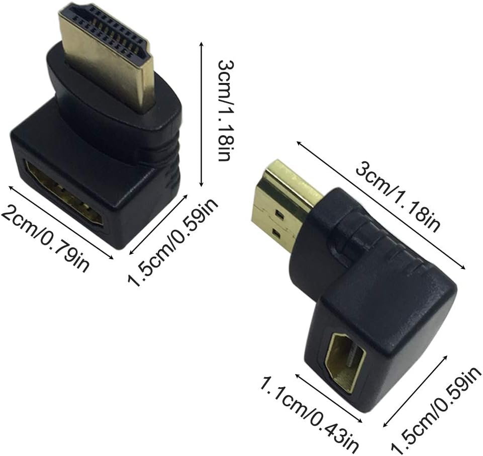 AFUNTA 6 Pcs HDMI Angled Adapter, 4 pcs Flat Left & Right 90 Degree Angle and 2 pcs 270 & 90 Degree Male to Female HDMI Adapter, Gold-Plated 3D Supported TV Connector: Home Audio & Theater