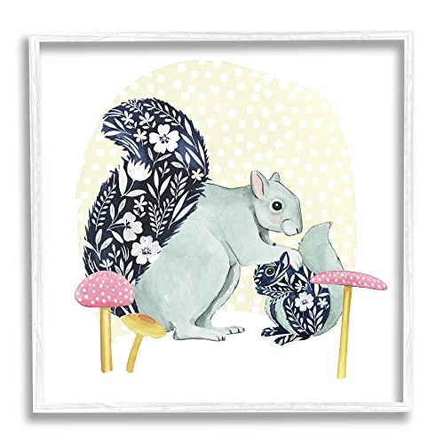 Stupell Industries Floral Squirrels & Mushrooms Framed Giclee Art, Design by Gr…