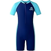 karrack Girls and Boys One Piece Rash Guard Swimsuit Kid Water Sport Short Swimsuit UPF 50+ Sun Protection Bathing Suits