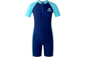 karrack Girls and Boys One Piece Rash Guard Swimsuit Kid Water Sport Short Swimsuit UPF 50+ Sun Protection Bathing Suits