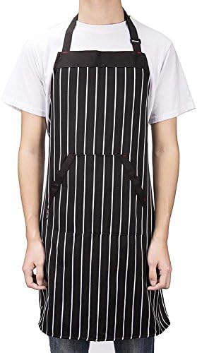 NGWALL Apron,Adjustable Bib Apron with 2 Pockets,Durable,Adjustable Neck Strap,Easy Care,Poly commercial Restaurant Kitchen.