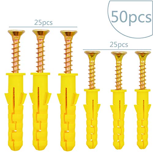 Shells 50Pack Self Drilling Drywall Anchor Kit with Screws (Yellow)