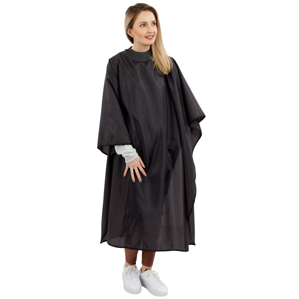 NeoCape Unigown PTFE Coated Hairdressing Gown - Premium Barber Cape with built-in Neoprene HairStop Collar (Black)