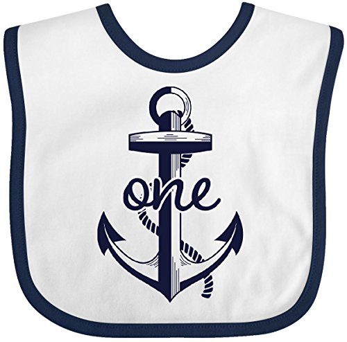 Inktastic - 1st Birthday anchor Baby Bib White/Navy