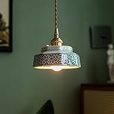 ZDAAPLJ Small Pendant Light Green Glass Blue and White Porcelain Pendant Light Fixture Red Ceramic Hanging Lamp Nordic Modern