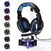 ENHANCE Gaming Headset Stand Headphone Holder with 4 Port USB Hub, Customizable LED Lighting, Flexible Acrylic Neck - Universal Hanger with Weighted Base for Desktop Audio Organization primary