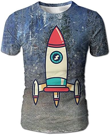 Rocket Ship Space Men's Cool Short Sleeve Crewneck Short Sleeve T-Shirt Tee Shirt XL