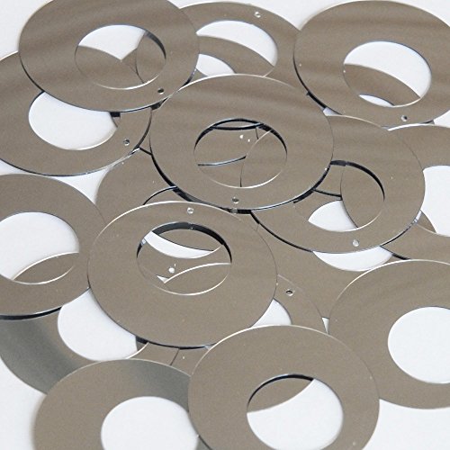 Silver Sequin Circle Loop Ring 1.5 inch Couture Paillettes. Made in USA. Loose sequins for embroidery, bridal, applique, arts, crafts, and embellishment