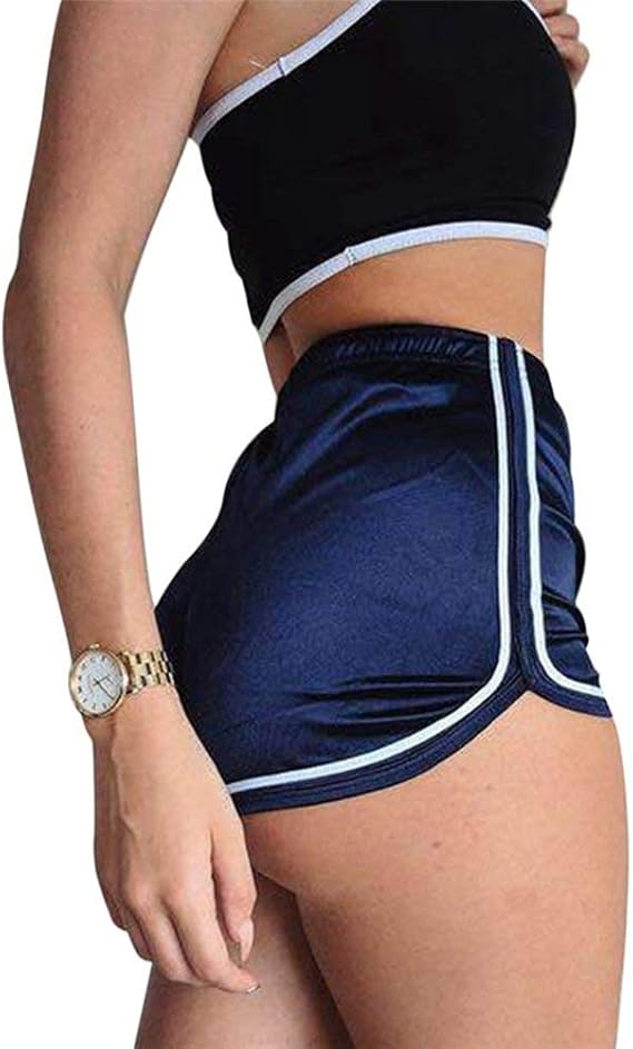 High Waisted Ladies Silk Shorts Summer Slim Fit Elastic
