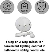 Invero Standard Round Ceiling Pull Cord Light Switch 2 Way 6 Amp White view 4