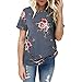 Goddessvan Women's Summer Casual Floral Printing T-Shirt Short Sleeve Chiffon Tops Blouse (M, Gray)