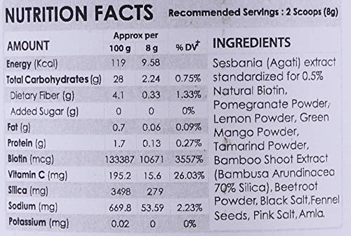 OZiva Plant Based Biotin. 10,000+ mcg (with Sesbania Agati, Bamboo Shoot, Amla & more), 120 g