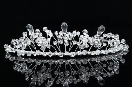 Handmade Rhinestone Crystal Flower Beads Bridal Wedding Tiara Crown