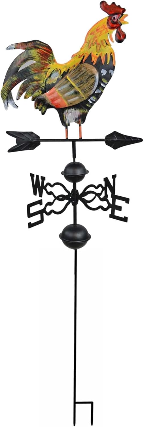 Weathervanes - HGC 48 in. Metal Weather Vane for Garden Decor Farmhouse Decorative with Rooster Ornament Wind Vane Weathervanes