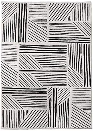 NXDT Area Rugs Black and White Stripes Rugs Geometric Soft Warm Carpet for Living Room Bedroom 12mm (Size : 120x170cm)