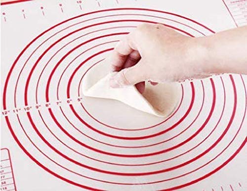Silicon Baking Mat Non-stick Baking Sheet Non-slip Dough pad with Measurements and Conversion Charts for Pastry Bread Cookies 23.6“×15.7“ (Red) - Thumbnail 4