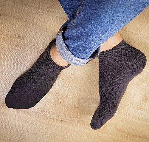NUDUS Men's Bamboo Ankle Socks, 5-Pair Gift Box, Super Breathable, Soft, Thin and Non Slip