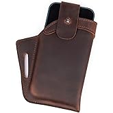 Topstache Leather Phone Holster for Belt, Flip Cellphone case for iPhone 14, 14 Pro, 13 Pro, 13, 12 Pro, 12, 11, XR, Galaxy S22, S21, S20,Premium Leather Pouch for Phone with Protective Case.
